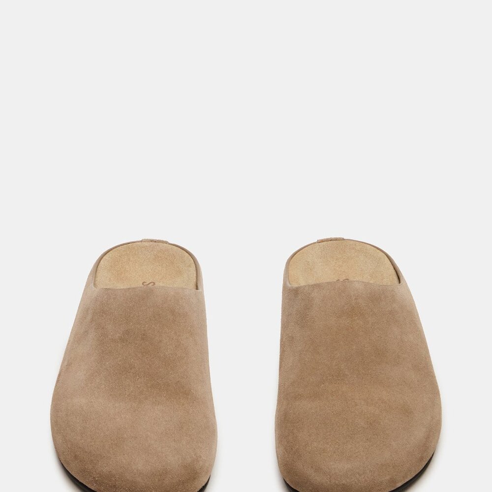 NEW Steve Madden Womens sz 7.5 Fern Taupe Suede mule shoes clog $119 msrp - Picture 3 of 6